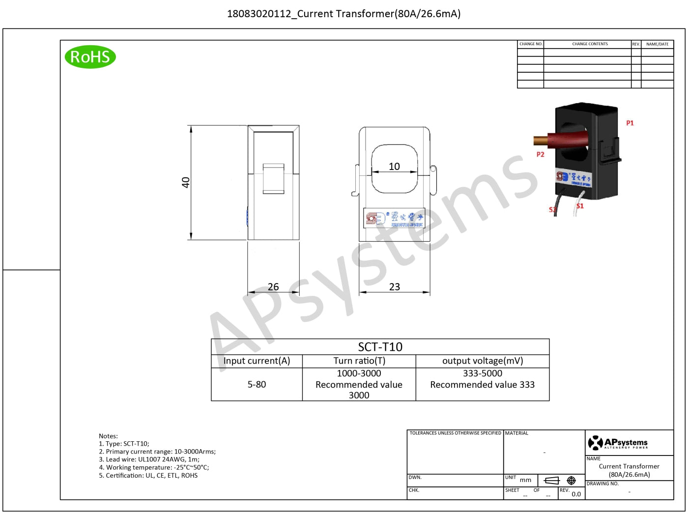 APsystems Current Transformer CT-80A